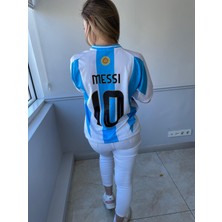 Lionel Messi Arjantin Milli Takım Şampiyonlar Ligi Kısa Kol Yetişkin T-Shrt Forma