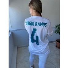 Real Madrid Sergio Ramos 2018 Beyaz  Şampiyonlar Ligi Kısa Kol Yetişkin T-Shrt Forma