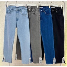 2774 Paçası Taş Inci Detaylı Kot Pantolon