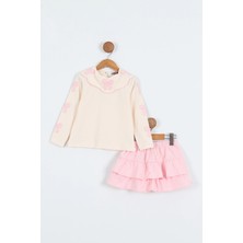 Pembe Etekli Kız Çocuk Etek-Bluz Takım Fırfır Etek