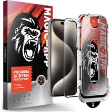 X-Gorilla iPhone 14 Pro Uyumlu Tam Kaplayan Tozsuz Uygulama 9h Ekran Koruyucu Kırılmaz Temperli Cam