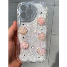 Iphone 14 Pro Max Uyumlu 3D Kabartmalı Çiçek Desenli Silikon Kılıf