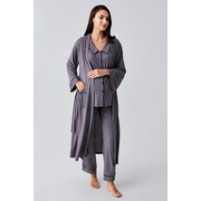 Bebe Yaka Düğmeli Uzun Kollu Hamile Sabahlık Pijama Takım 23111