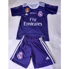 20016/17 Sezon Cardif Ligi Mor Sergio Ramos Çocuk Forma Takımı 4'lü Set Çorap+Bileklik Hediyeli