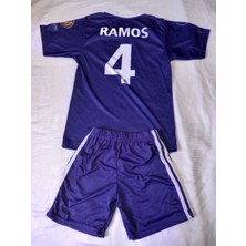20016/17 Sezon Cardif Ligi Mor Sergio Ramos Çocuk Forma Takımı 4'lü Set Çorap+Bileklik Hediyeli