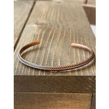 Aida Jewelss %100 Saf Bakır Bileklik , Çizgi Desenli Ayarlanabilir Ölçü Bakır Bileklik