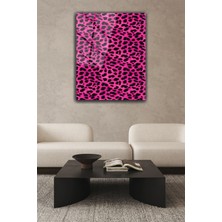 Pembe Leopar Desen 4 mm Temperli Kırılmaz Cam Tablo