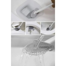 Beyaz Renk Silikon Banyo Tuvalet Klozet Temizleme Fırçası ve Tutucu Wc Klozet Fırçası