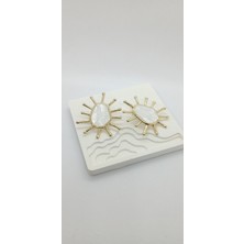 Beyaz Sedefli Güneş Küpe