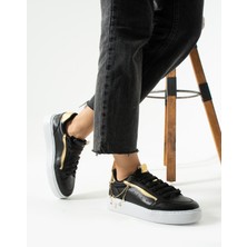Walviss Flexicharm Kadin Hakiki Deri Bagcikli Siyah Rose Gold Sneaker
