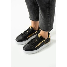 Walviss Flexicharm Kadin Hakiki Deri Bagcikli Siyah Rose Gold Sneaker