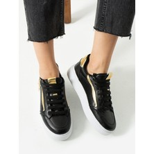 Walviss Flexicharm Kadin Hakiki Deri Bagcikli Siyah Rose Gold Sneaker