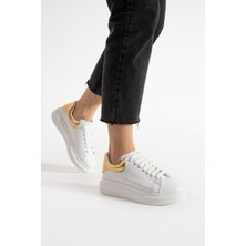 Walviss Guinas Kadin Hakiki Deri Bagcikli Beyaz Altin Sneaker