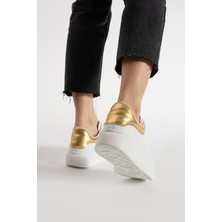 Walviss Guinas Kadin Hakiki Deri Bagcikli Beyaz Altin Sneaker