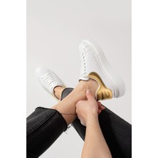 Walviss Guinas Kadin Hakiki Deri Bagcikli Beyaz Altin Sneaker