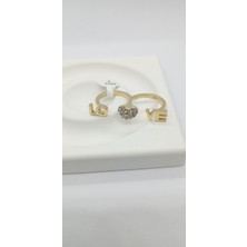 Gold Renk Love Ikili Yüzük