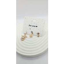 Gold Rose Renk Küp Desen Küpe Seti