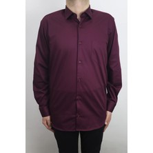 Cliente Fistan Store Erkek Bordo Düz Klasik Kesim Rahat Kalıp Tek Cepli Uzun Kollu Yazlık Gömlek