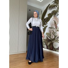 Şifon Pileli Etekli Sandy Bluz Takım – Zamansız Şıklık Lacivert