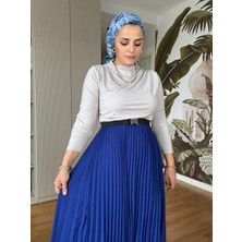 Şifon Pileli Etekli Sandy Bluz Takım – Zamansız Şıklık Saxmavi