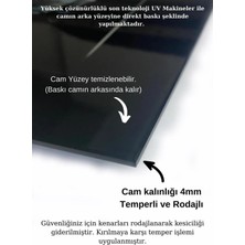 Siyah Bitcoin Temalı 4 mm Temperli Kırılmaz Cam Tablo