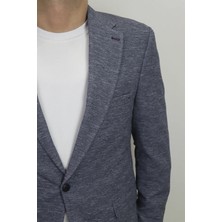 Moda Fistan Store Erkek Lacivert Italyan Kesim Dar Kalıp Tek Düğme Çift Yırtmaçlı Blazer Ceket