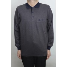 Santa Fistan Store Erkek Ince Çizgili Klasik Rahat Kalıp Polo Yaka Tek Cepli Kışlık Selanik Kazak