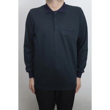 Santa Fistan Store Erkek Ince Çizgili Klasik Rahat Kalıp Polo Yaka Tek Cepli Kışlık Selanik Kazak