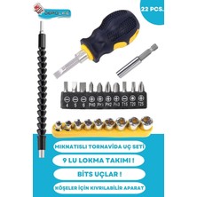 Tornavida Lokma Setli Mıknatıslı Esnek Şaft Uzatma Hortum Altıgen Bits Uç Körüklü Kıvrılır