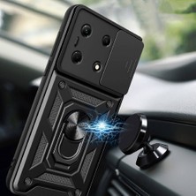 Spia Infinix Note 30 4g ile Uyumlu Kılıf Sürgülü Siyah Panther Yüzüklü Silikon Orijinal (Infinix Note 30 4g ile Uyumlu, Sürgülü Siyah)