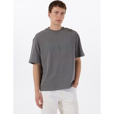 Hugo Bisiklet Yaka Düz Gri Erkek T-Shirt 50525765_DINKEE 10259511 01
