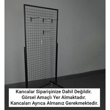 Rafburada Tekerlekli Sık Telli Tel Raf - Tel Pano Stand, Duvar Askılığı - 60x190 cm