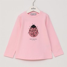 Kız Çocuk O Yaka Uzun Kol Ince Kışlık Tişört  - (4 Yaş-9 Yaş) - 32308 - Pembe