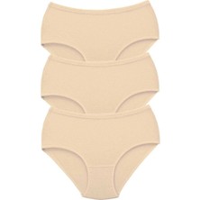 3 Adet Tutku Kadın Yüksek Bel Bato Kalın Lastik Külot Ten