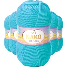 Pratikoba 5 Adet Elite Baby El Örgü Ipi Tüylenmeyen Bebek Yünü Turkuaz 3323