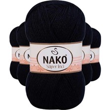 Nako  5 Adet Süper Inci El Örgü Ipi 100 gr Siyah 217