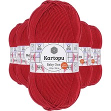 Pratikoba 5 Adet Baby One Tüylenmeyen El Örgü Ipi Yünü Kırmızı K125