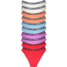 10 Adet Beli Yazılı Pamuklu Kalın Lastik Kadın Slip Külot