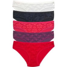 5 Adet Önü Dantelli Transparan Kadın Slip Külot S130