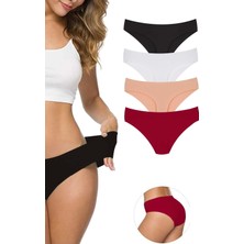 4 Adet Kadın Dikişsiz Lazer Kesim Esnek Iz Yapmayan Külot S5