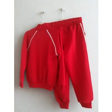 göz bebe Yarım Fermuarlı kırmızı unisex 2'li Takım