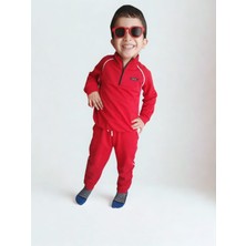 göz bebe Yarım Fermuarlı kırmızı unisex 2'li Takım