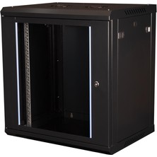 Lande - 12U 19" Duvar Tipi Rack Kabinet – Genişlik: 600 mm | Derinlik: 450 mm – Siyah (Demonte)