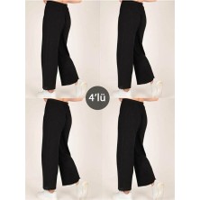 4'lü Likralı Bol Paça Rahat Kadın Pijama Altı Tek Alt Pijama Altı 2027-1