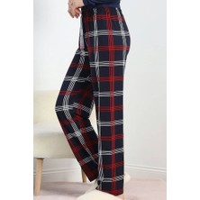 %100 Pamuk Kadın Kareli Rahat Pijama Altı - B28