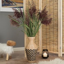 Bahçem Dekoratif Water Hyacinth / Su Sümbülü Pampas Vazosu / Hasır Vazosu Yapay Çiçeklik