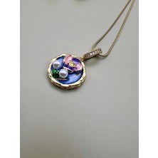 Çelik Incili Sanat Kolye Mavi