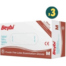Beybi Pudrasız Lateks Muayene Eldiveni Medium 100 Adet 3 Kutu