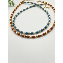 Mavi Boncuklu Bijuteri Kolye 43+5 cm