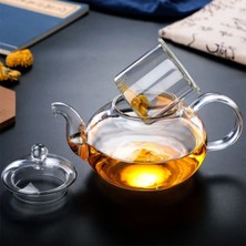 Cam Demlik Bitki Çayı Demliği Cam Süzgeçli 600ML